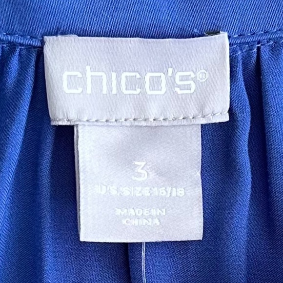 Chico's Sandwash Satin Solid Split Sleeve Shirt Blue Size 3 (US Size 16/… - Picture 6 of 13